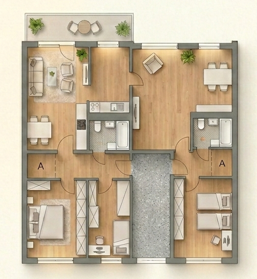Grundriss einer 5-Zimmerwohnung